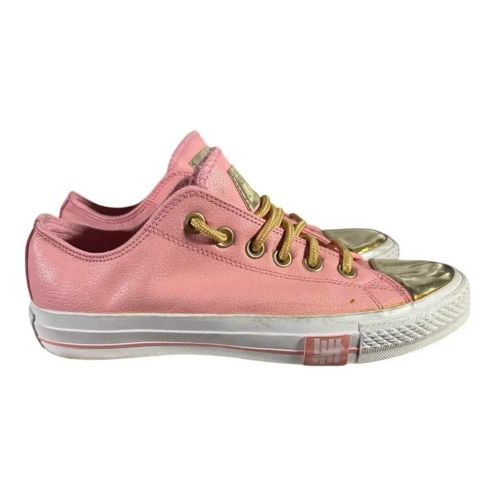 Converse All Star Women’s Chuck Taylor Low Top Leather Pink Sneakers Gold Sz 7.5
